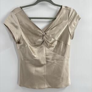 Talbots Top Blouse Women’s 6 100% Silk Satin Twisted Ruched Bodice Elegant